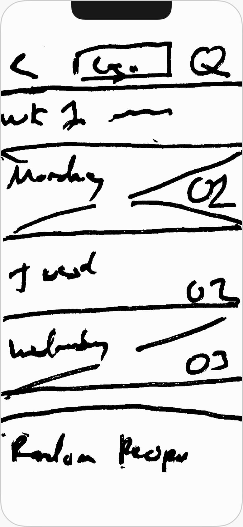 Foodle -- Low Fidelity Sketch-Wireframe - Sketch 05