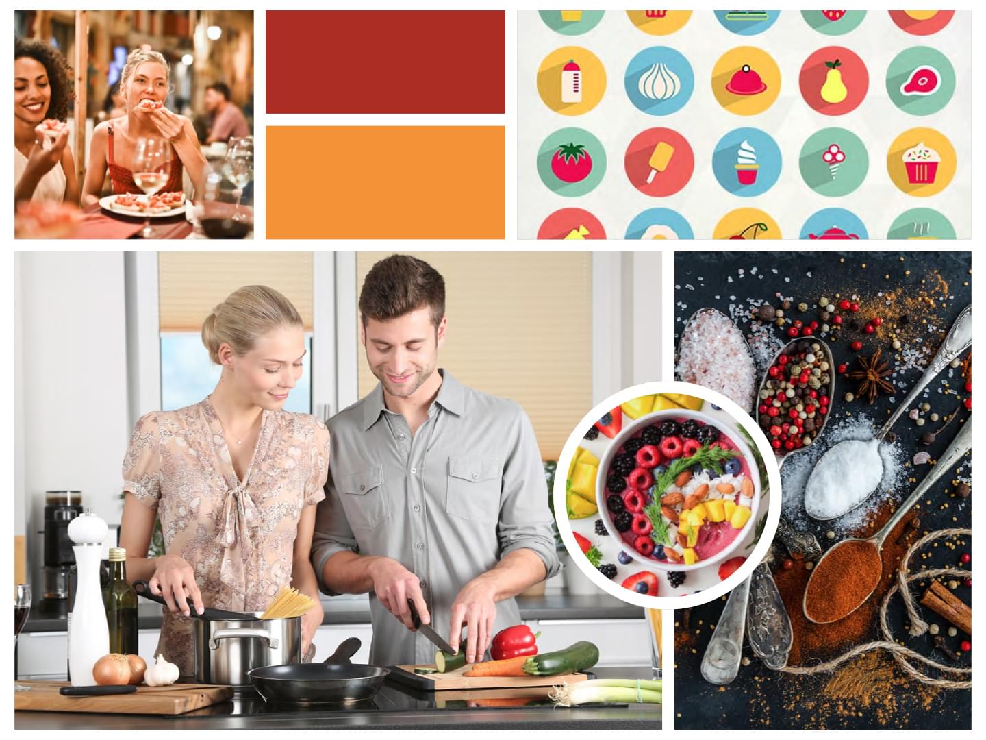 Foodle -- Moodboard 01 - Photos, Icons, Colors