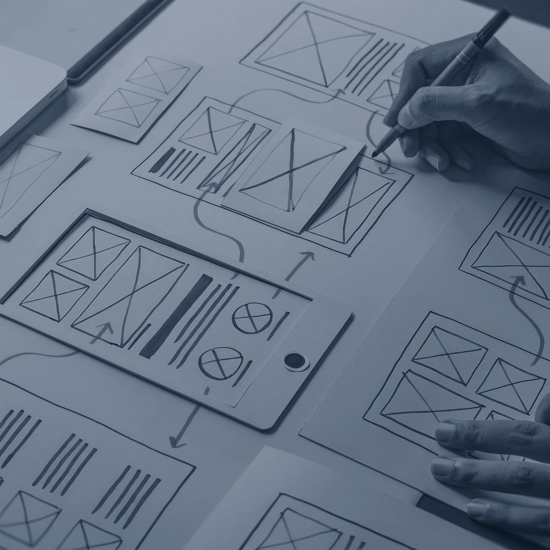 Low fidelity prototyping of a design idea.